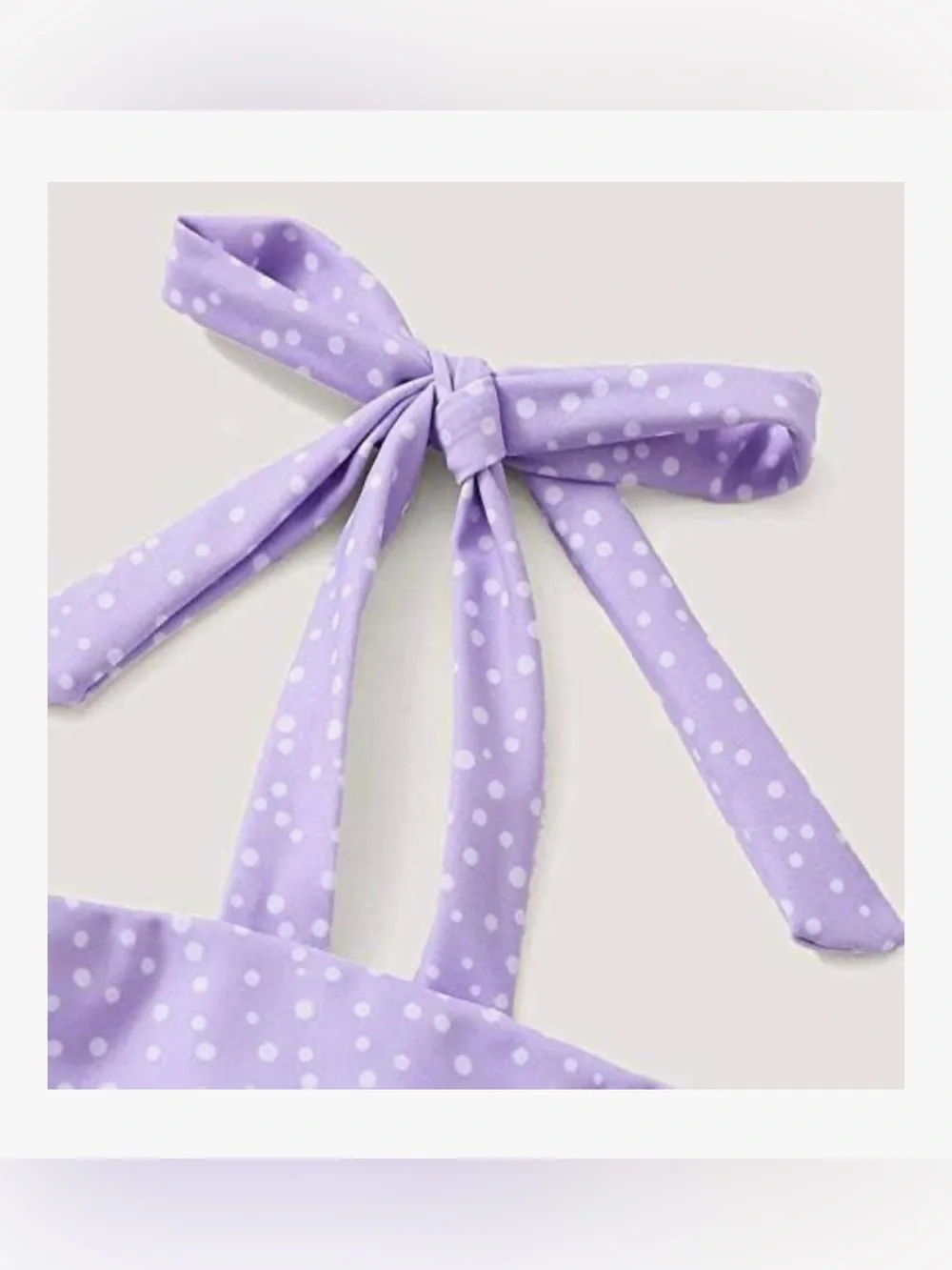 SHEIN Lavender Lilac Polka Dot Bikini Top Tie Strap Bandeau Medium